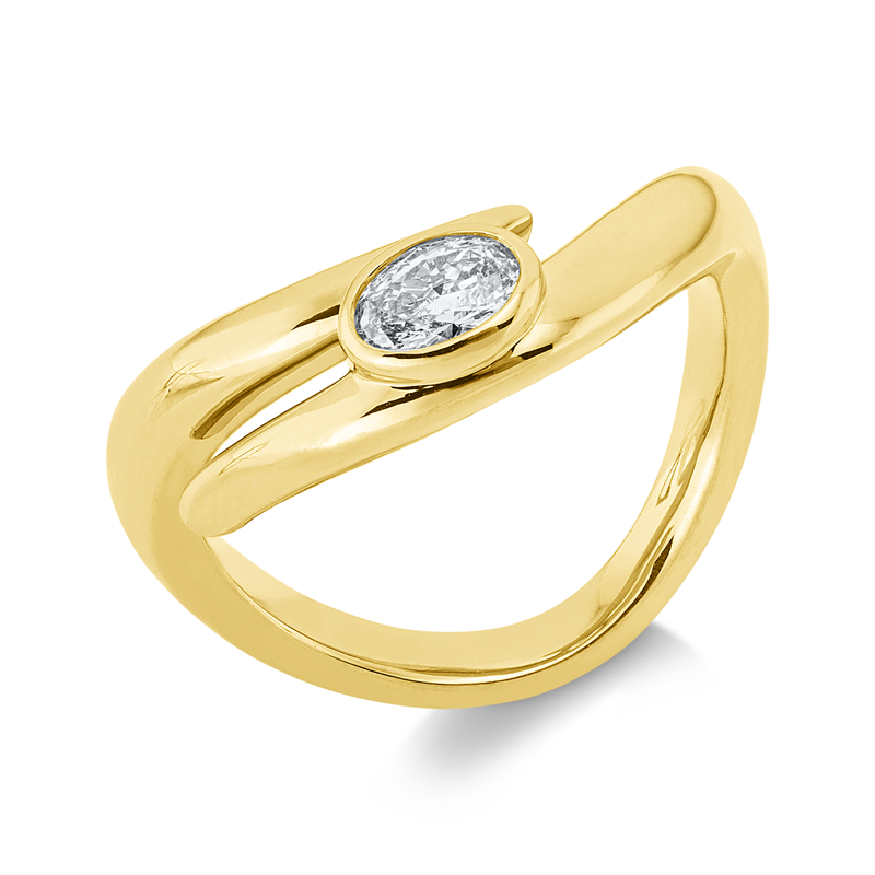 Ring 18 kt GG, 1 Oval 0,28 ct, TW-si
