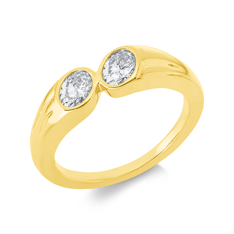 Ring 18 kt GG, 2 Oval 0,63 ct, TW-si
