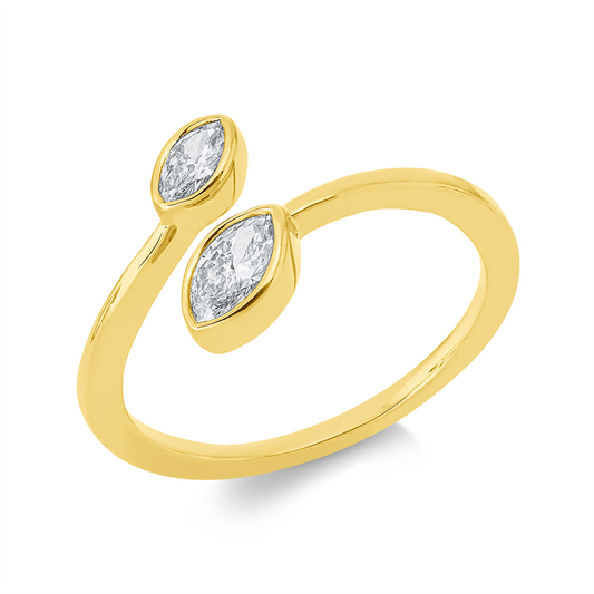 Ring 18 kt GG, 1 Nav. 0,24 ct, TW-si, 1 Nav. 0,12 ct, TW-si