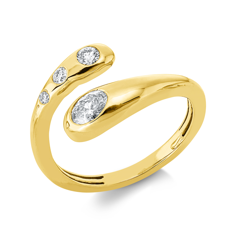 Ring 18 kt GG, 1 Oval 0,23 ct, TW-si, 1 Brill. 0,04 ct, TW-si, 1 Brill. 0,08 ct, TW-si, 1 Brill. 0,02 ct, TW-si