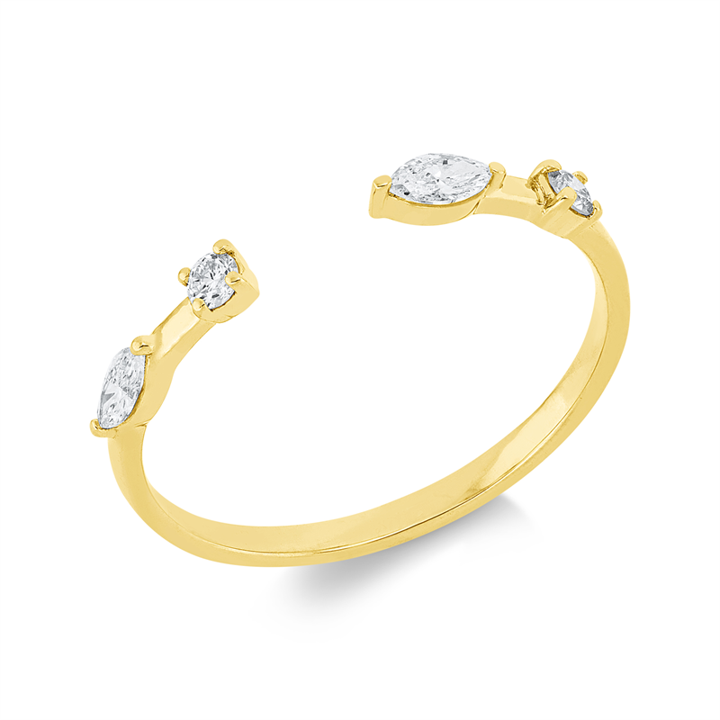 Ring 18 kt GG, 2 Nav. 0,13 ct, TW-si, 2 Brill. 0,07 ct, TW-si
