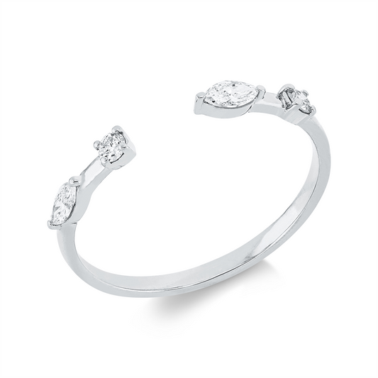 Ring 18 kt WG, 2 Nav. 0,13 ct, TW-si, 2 Brill. 0,07 ct, TW-si