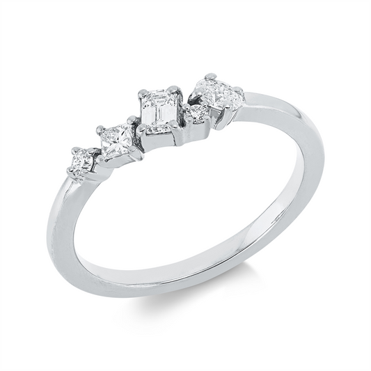 Ring 18 kt WG, 1 Sm.schliff 0,14 ct, TW-si, 1 Princ. 0,07 ct, TW-si, 1 Oval 0,08 ct, TW-si, 2 Brill. 0,04 ct, TW-si