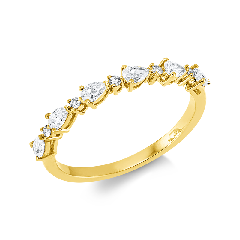 Ring 18 kt GG, 6 Tropfen 0,41 ct, TW-si, 5 Brill. 0,06 ct, W-si