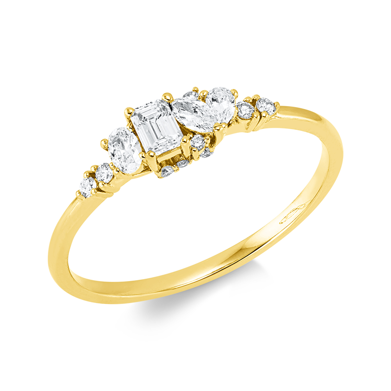 Ring 18ktGG,1 Nav.0,05ct,1 Tropfen 0,04ct,1 Oval 0,06ct,1 Sm.sch 0,13ct, TW-si,12 Brill.0,08ct,W-si