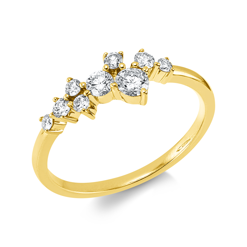 Ring 18 kt GG, 2 Brill. 0,24 ct, W-si, 7 Brill. 0,21 ct, W-si