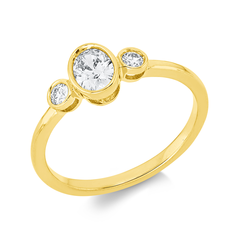 Ring 18 kt GG, 1 Oval 0,39 ct, TW-si, 2 Brill. 0,11 ct, TW-si