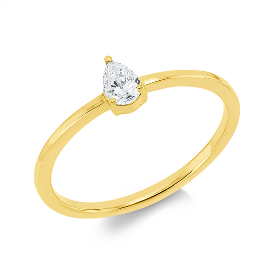 Ring 18 kt GG, 1 Tropfen 0,20 ct, TW-si