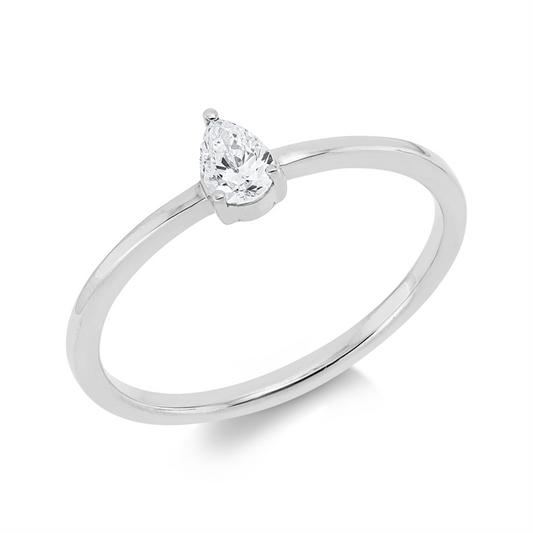 Ring 18 kt WG, 1 Tropfen 0,20 ct, TW-si