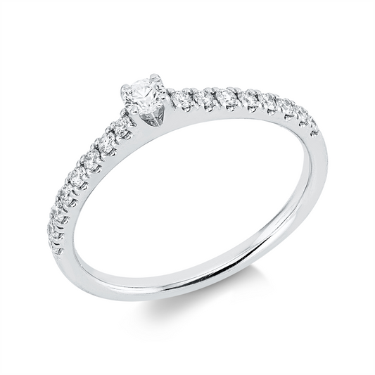 Ring 18 kt WG, 1 Brill. 0,10 ct, TW-si, 16 Brill. 0,23 ct, TW-si