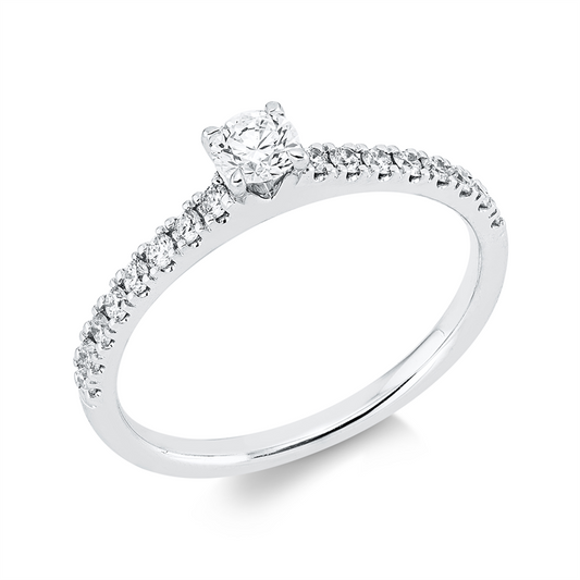 Ring 18 kt WG, 1 Brill. 0,21 ct, TW-si, 16 Brill. 0,23 ct, TW-si
