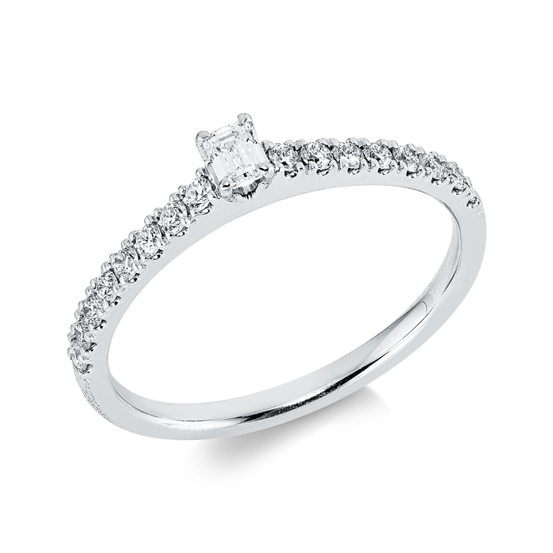 Ring 18 kt WG, 1 Sm.schliff 0,11 ct, TW-si, 16 Brill. 0,24 ct, TW-si