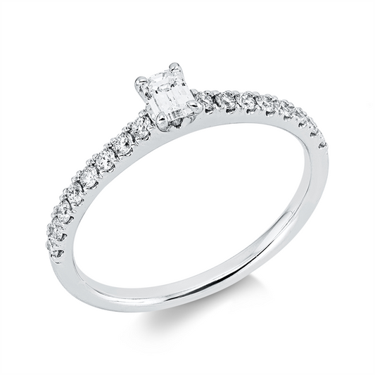 Ring 18 kt WG, 1 Sm.schliff 0,21 ct, TW-si, 16 Brill. 0,24 ct, TW-si