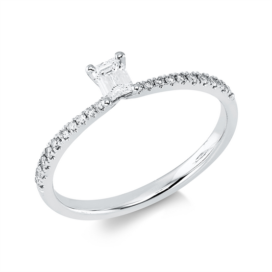 Ring 18 kt WG, 1 Sm.schliff 0,17 ct, TW-si, 20 Brill. 0,12 ct, TW-si