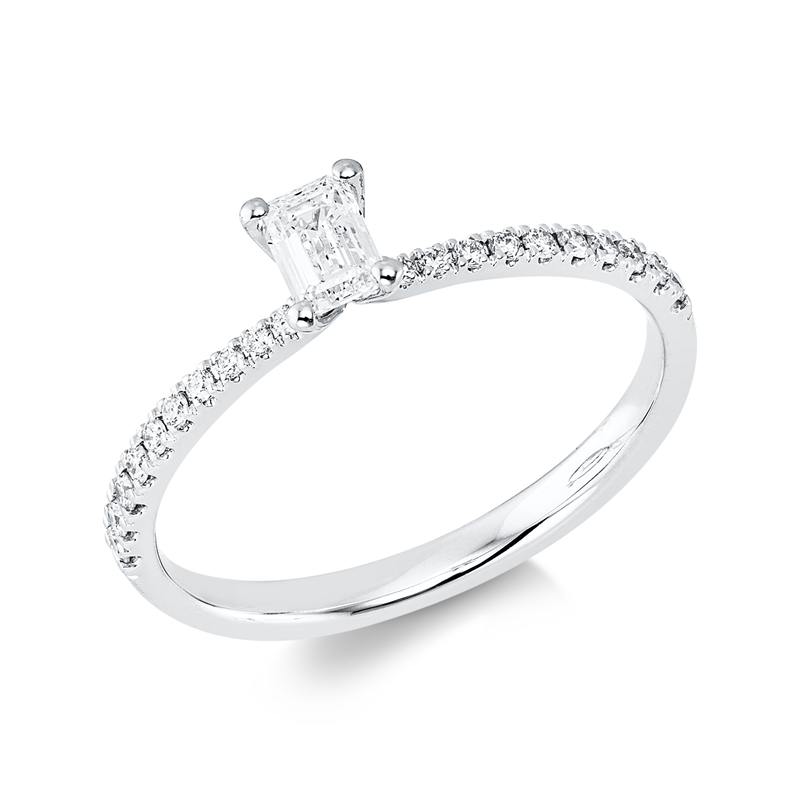 Ring 18 kt WG, 1 Sm.schliff 0,27 ct, TW-si, 20 Brill. 0,14 ct, TW-si