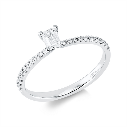 Ring 18 kt WG, 1 Sm.schliff 0,27 ct, TW-si, 20 Brill. 0,14 ct, TW-si