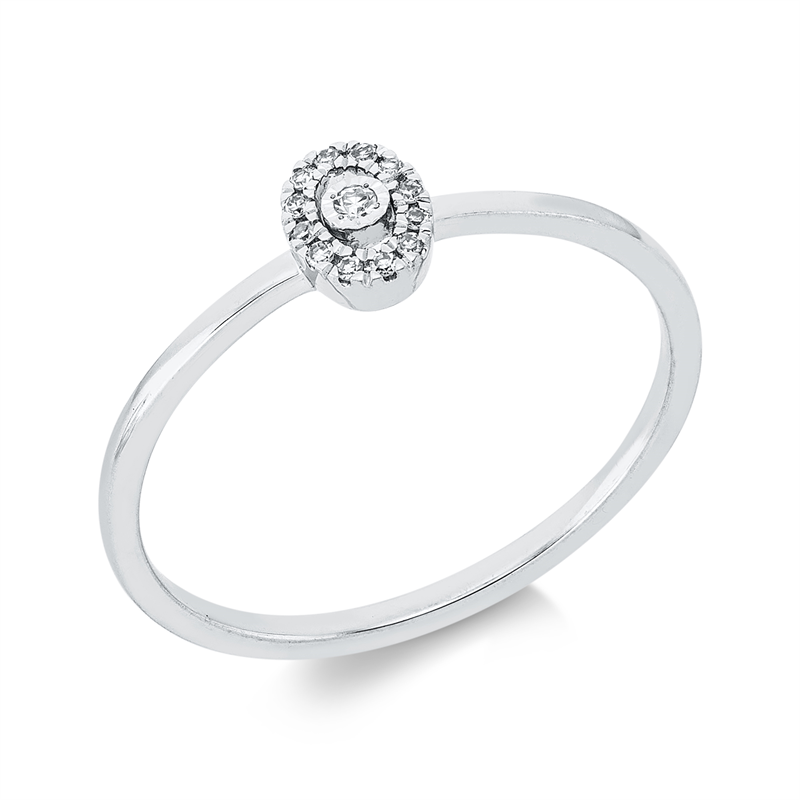 Ring 18 kt WG, 1 Dia. 0,01 ct, TW-si, 12 Dia. 0,04 ct, TW-si