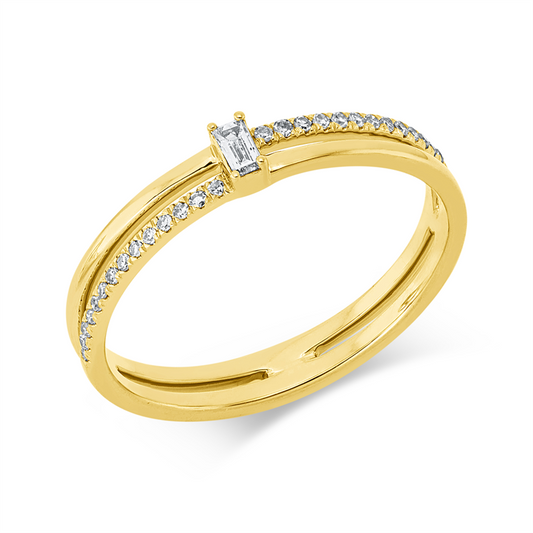 Ring 18 kt GG, 1 Bag. 0,03 ct, TW-si, 28 Dia. 0,08 ct, TW-si