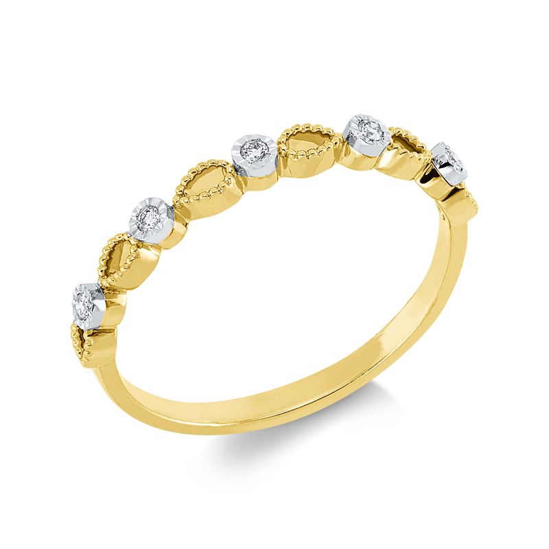 Ring 18 kt GG+WG, 5 Brill. 0,05 ct, TW-si