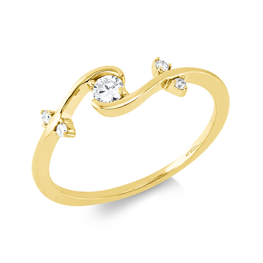 Ring 18 kt GG, 1 Brill. 0,11 ct, TW-si, 4 Brill. 0,04 ct, TW-si