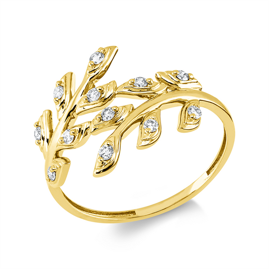 Ring 18 kt GG, 4 Brill. 0,06 ct, TW-si, 8 Brill. 0,10 ct, TW-si