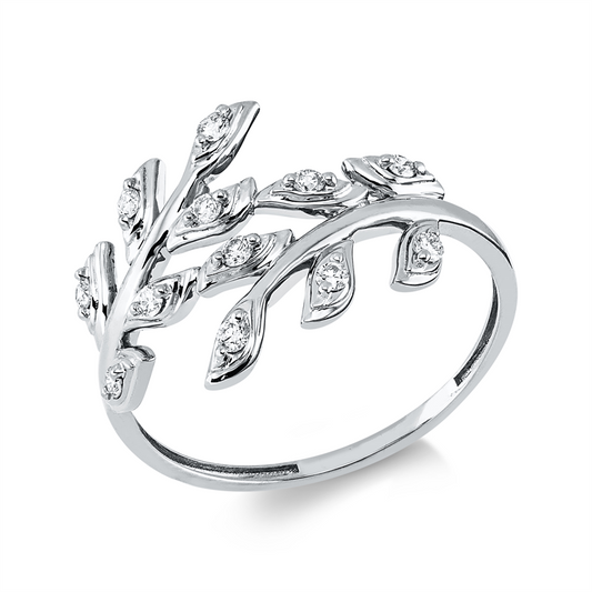 Ring 18 kt WG, 4 Brill. 0,06 ct, TW-si, 8 Brill. 0,10 ct, TW-si