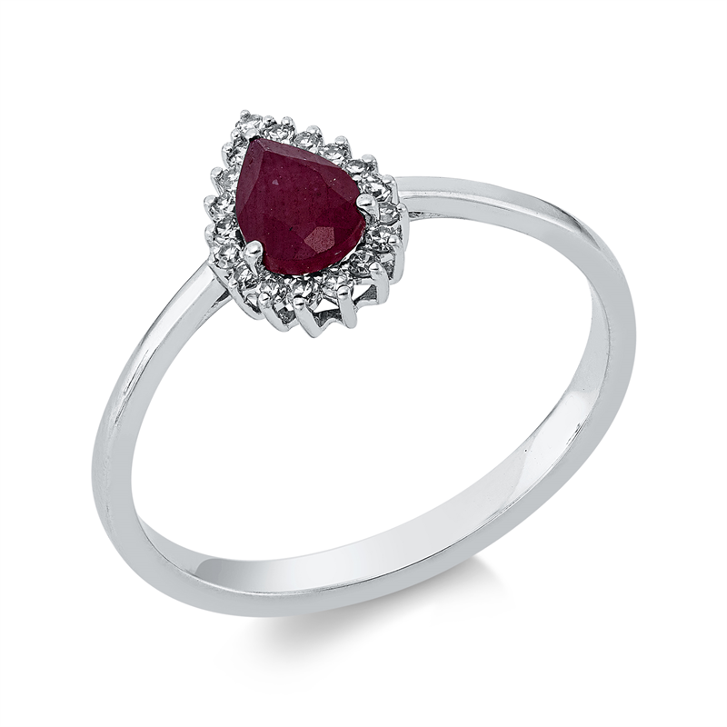 Ring 18 kt WG, 18 Dia. 0,09 ct, TW-si, 1 Rubin 0,65 ct rot