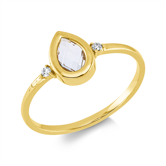Ring 18 kt GG, 2 Brill. 0,03 ct, TW-si, 1 Amethyst 0,40 ct grün