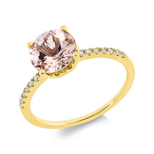 Ring 18 kt GG, 14 Dia. 0,11 ct, TW-si, 1 Morganit 1,68 ct