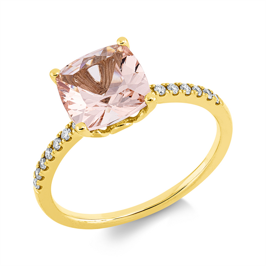 Ring 18 kt GG, 14 Brill. 0,11 ct, TW-si, 1 Morganit 1,87 ct