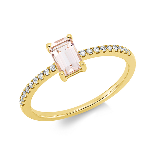 Ring 18 kt GG, 18 Brill. 0,10 ct, TW-si, 1 Morganit 0,52 ct