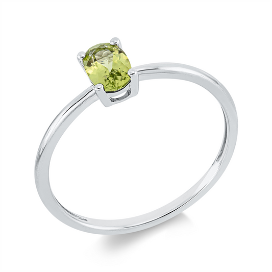 Ring 18 kt WG, 1 Peridot 0,45 ct grün