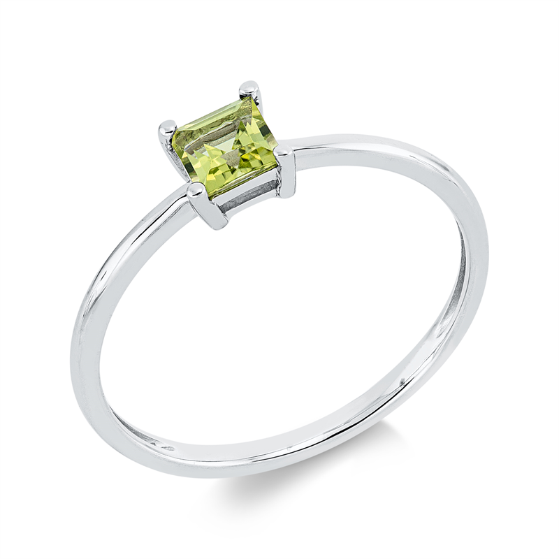 Ring 18 kt WG, 1 Peridot 0,39 ct grün