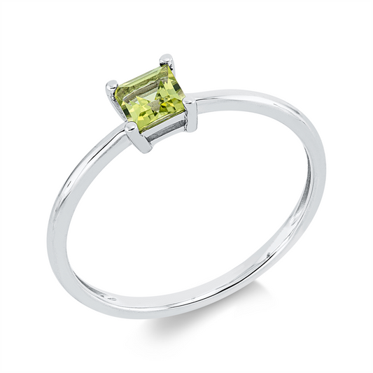 Ring 18 kt WG, 1 Peridot 0,39 ct grün