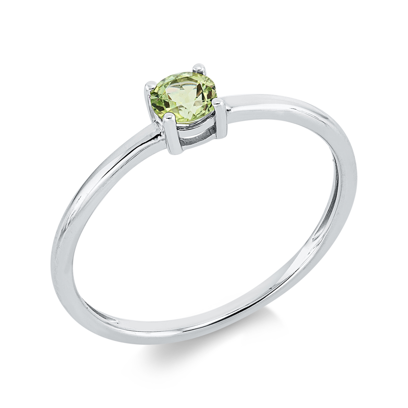 Ring 18 kt WG, 1 Peridot 0,29 ct grün
