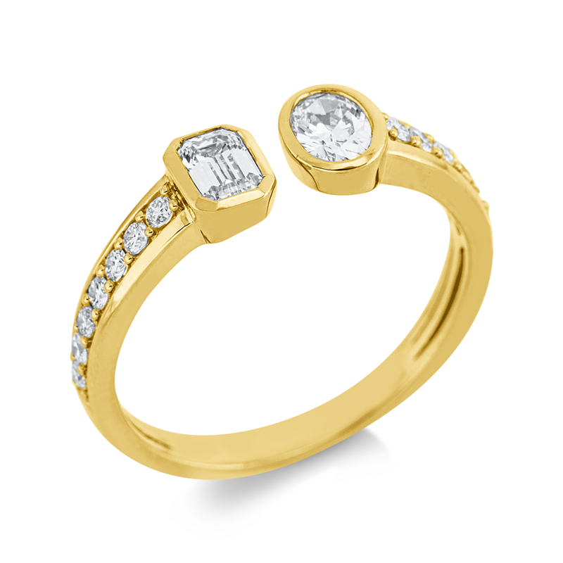 Ring 18 kt GG, 1 Sm.schliff 0,23 ct, TW-si, 1 Oval 0,22 ct, TW-si, 14 Brill. 0,20 ct, TW-si