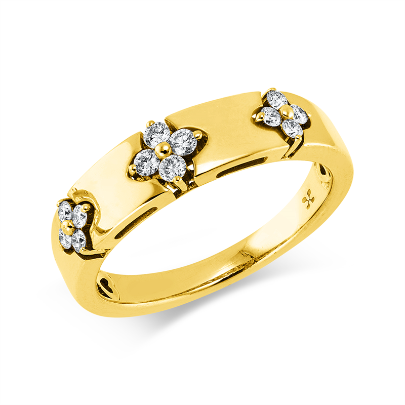 Ring 14 kt GG, 4 Brill. 0,10 ct, TW-si, 8 Brill. 0,12 ct, TW-si