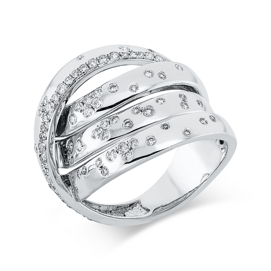 Ring 14 kt WG, 24 Brill. 0,28 ct, TW-si, 54 Brill. 0,34 ct, TW-si