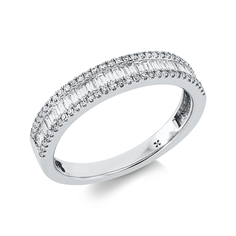 Ring 14 kt WG, 31 Bag. 0,28 ct, TW-vsi/si, 62 Dia. 0,17 ct, TW-si