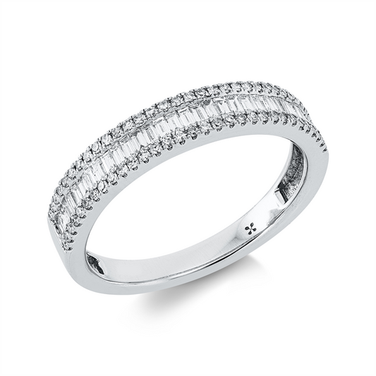 Ring 14 kt WG, 31 Bag. 0,28 ct, TW-vsi/si, 62 Dia. 0,17 ct, TW-si