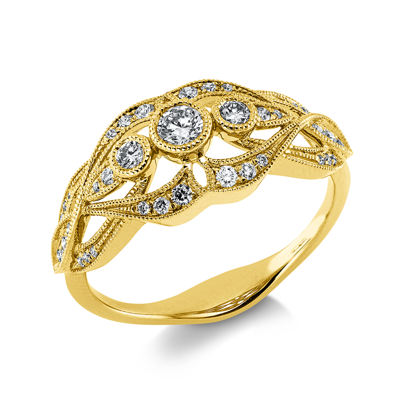 Ring 18 kt GG, 37 Brill. 0,35 ct, TW-si/pi
