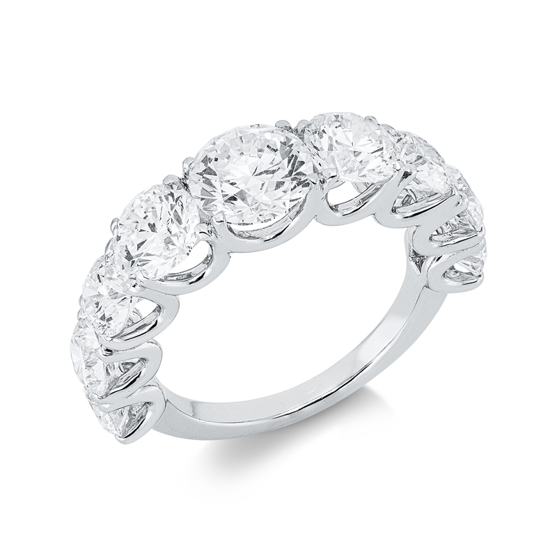 Ring 18 kt WG, 9 GIA certs, 2 Brill. 1,61 ct, TW-vs2, 6 Brill. 2,53 ct, W-vsi/si, 1 Brill. 1,50 ct, W-si1