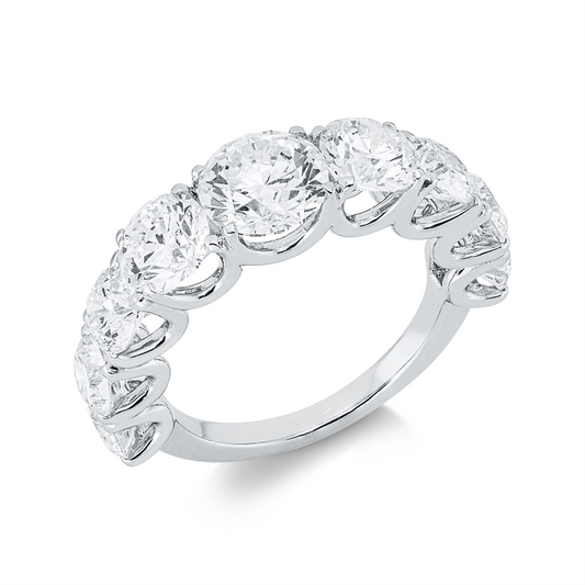 Ring 18 kt WG, 9 GIA certs, 2 Brill. 1,61 ct, TW-vs2, 6 Brill. 2,53 ct, W-vsi/si, 1 Brill. 1,50 ct, W-si1