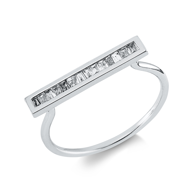 Ring 18 kt WG, 15 Trap. 0,14 ct, TW-si/pi