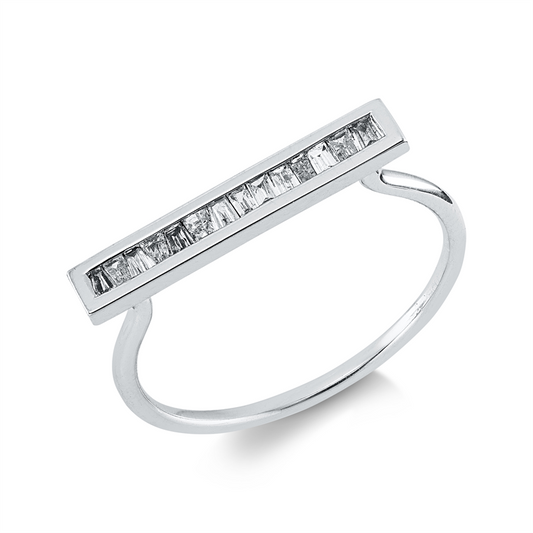 Ring 18 kt WG, 15 Trap. 0,14 ct, TW-si/pi