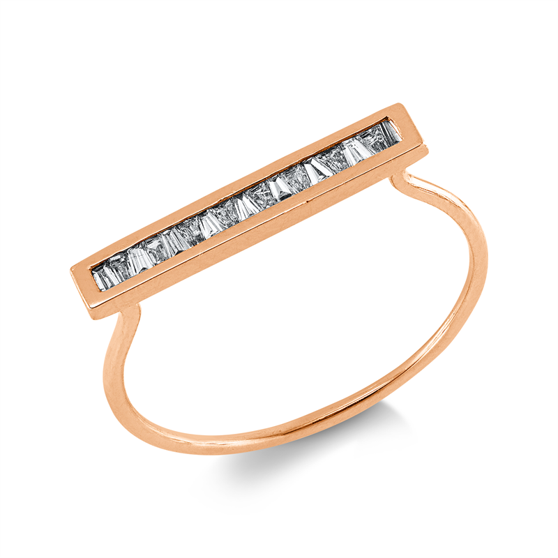Ring 14 kt RG, 17 Trap. 0,17 ct, I-si