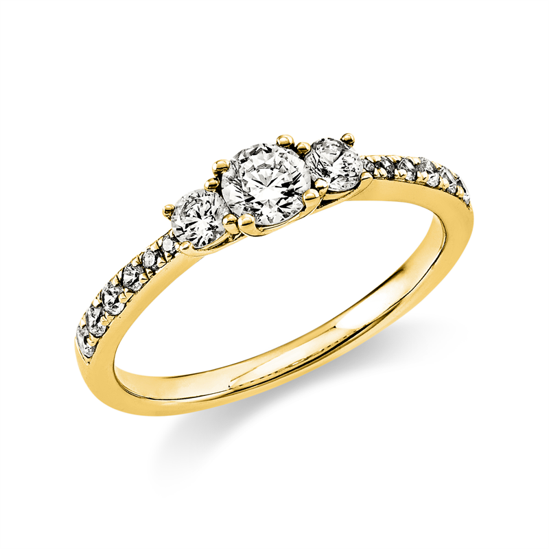 Ring 14 kt GG, 2 Brill. 0,19 ct, TW-si, 2 Brill. 0,01 ct, TW-si, 1 Brill. 0,25 ct, TW-si, 10 Brill. 0,13 ct, TW-si