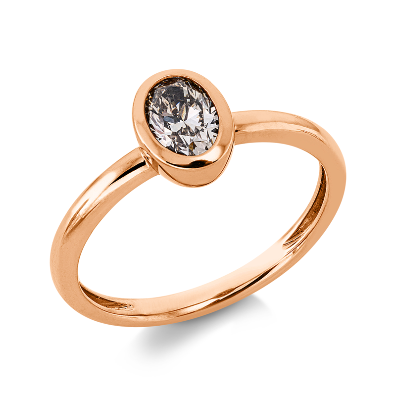 Ring 14 kt RG, 1 Oval 0,62 ct, braun