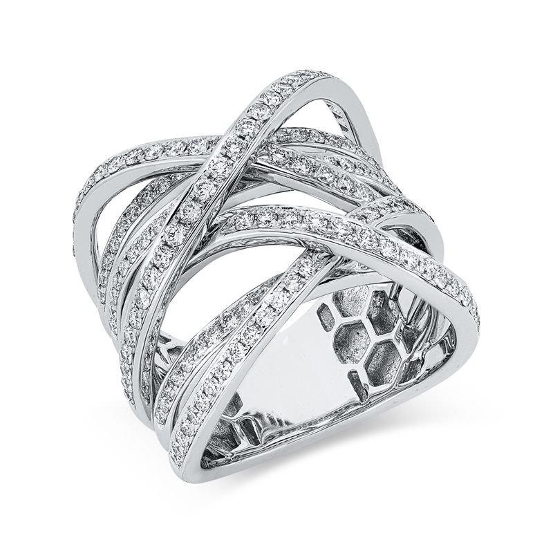 Ring 18 kt WG, 157 Brill. 1,38 ct, TW-vsi