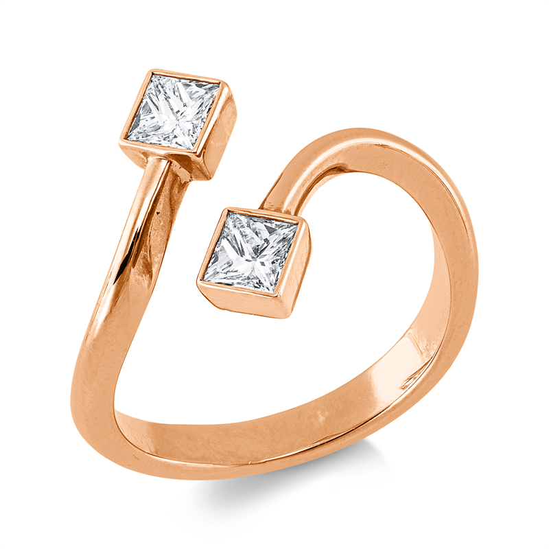 Ring 18 kt RG, 2 Princ. 0,49 ct, F-vsi/si